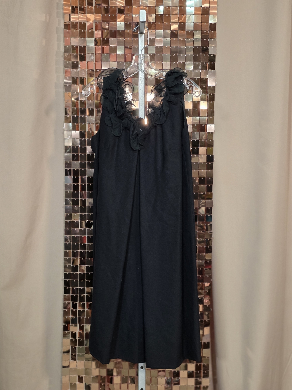 Vintage House of Nu-Mode Black Ruffle Dress | Toronto-Made | Elegant Cocktail